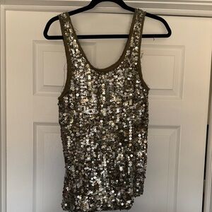 Olive Green Sequin Tank Top